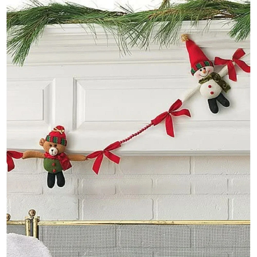 Vintage Avon Santa, Snowman & Bear Holiday Festive Garland New Old Stock 90s